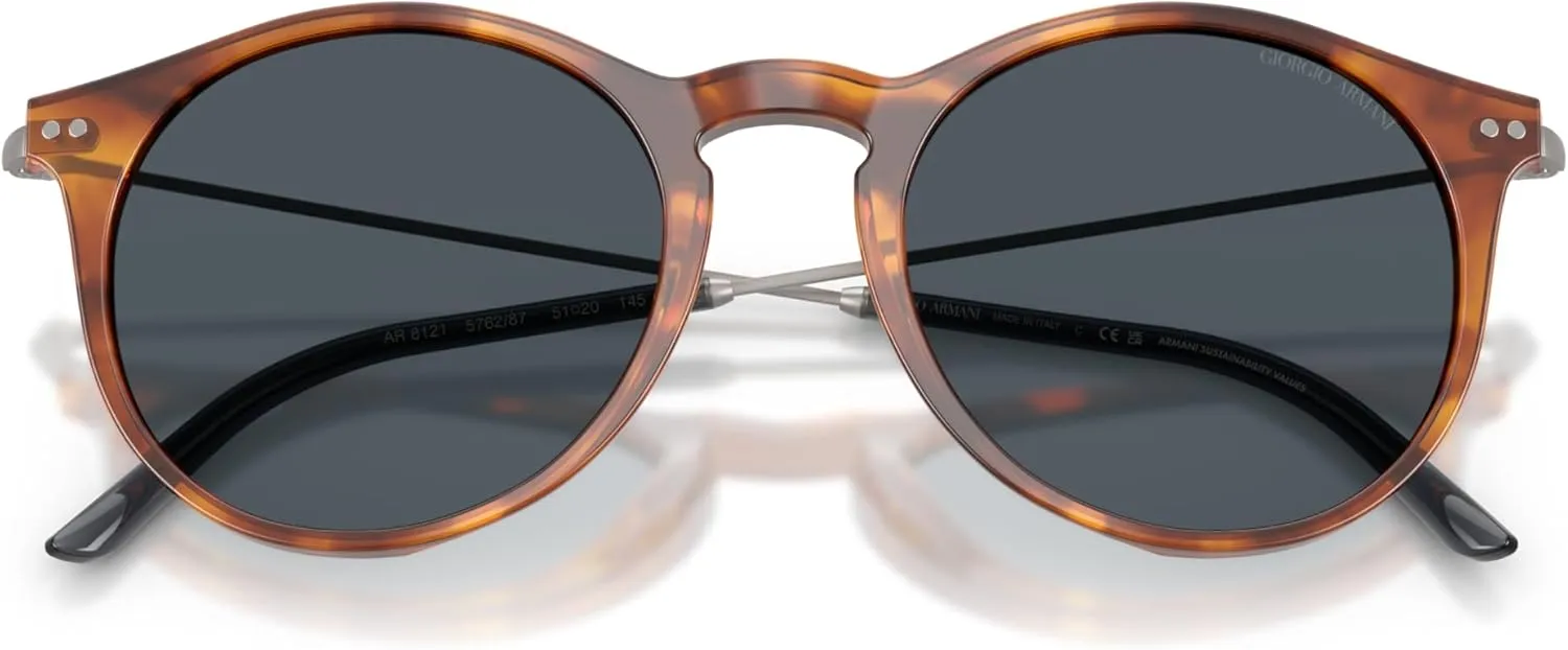 GIORGIO ARMANI Man Sunglasses Red Havana Frame, Grey Lenses, 51MM