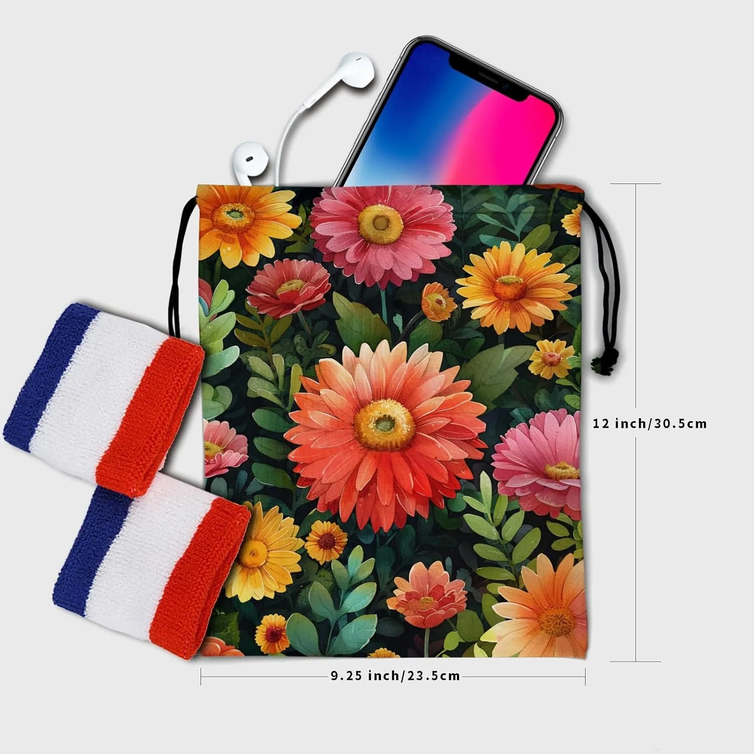 Giwawa Blossom Wildflowers Gymnastics Grip Bag Botanical Daisy Floral Grip Bag for Gymnastics Drawstring Bag