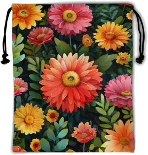 Giwawa Blossom Wildflowers Gymnastics Grip Bag Botanical Daisy Floral Grip Bag for Gymnastics Drawstring Bag