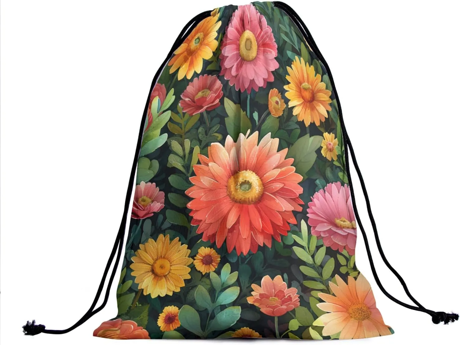 Giwawa Blossom Wildflowers Gymnastics Grip Bag Botanical Daisy Floral Grip Bag for Gymnastics Drawstring Bag
