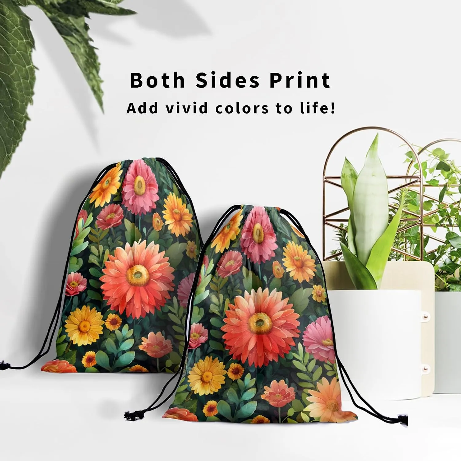 Giwawa Blossom Wildflowers Gymnastics Grip Bag Botanical Daisy Floral Grip Bag for Gymnastics Drawstring Bag