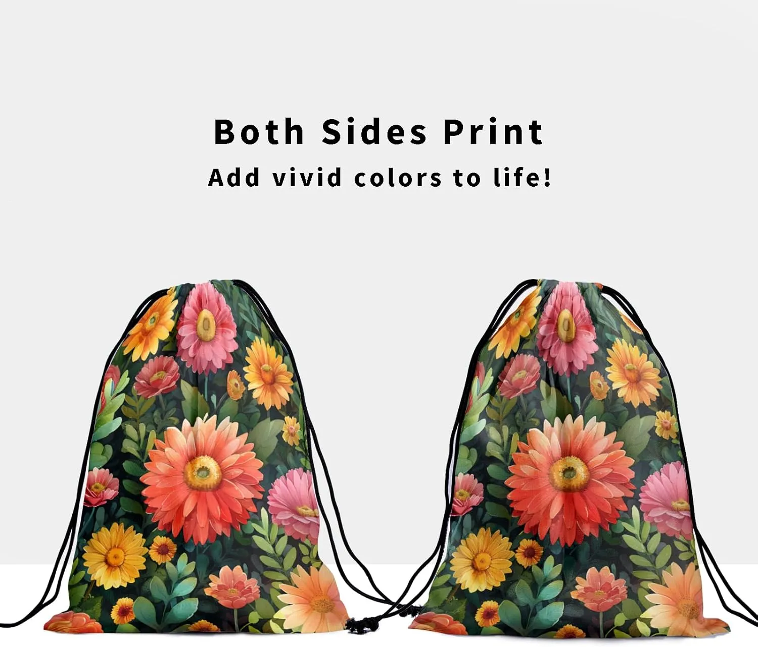 Giwawa Blossom Wildflowers Gymnastics Grip Bag Botanical Daisy Floral Grip Bag for Gymnastics Drawstring Bag