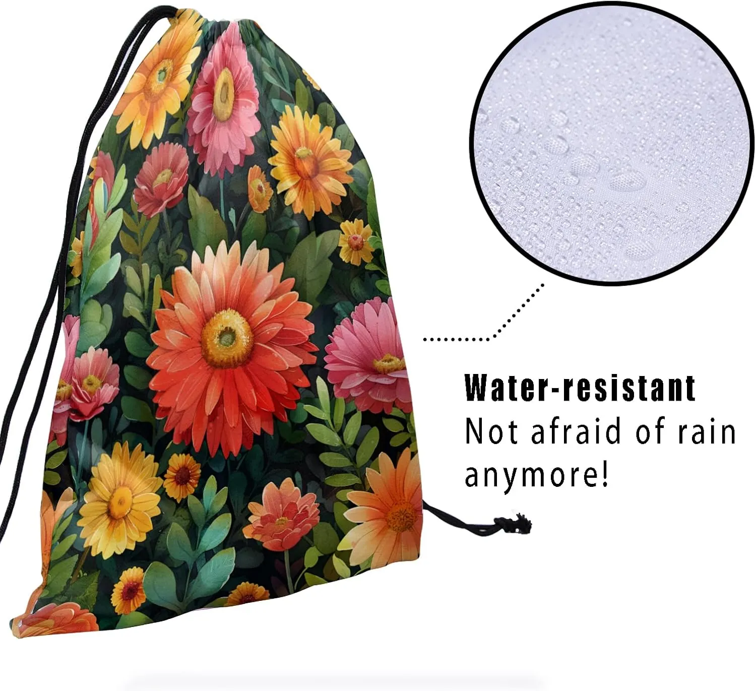 Giwawa Blossom Wildflowers Gymnastics Grip Bag Botanical Daisy Floral Grip Bag for Gymnastics Drawstring Bag