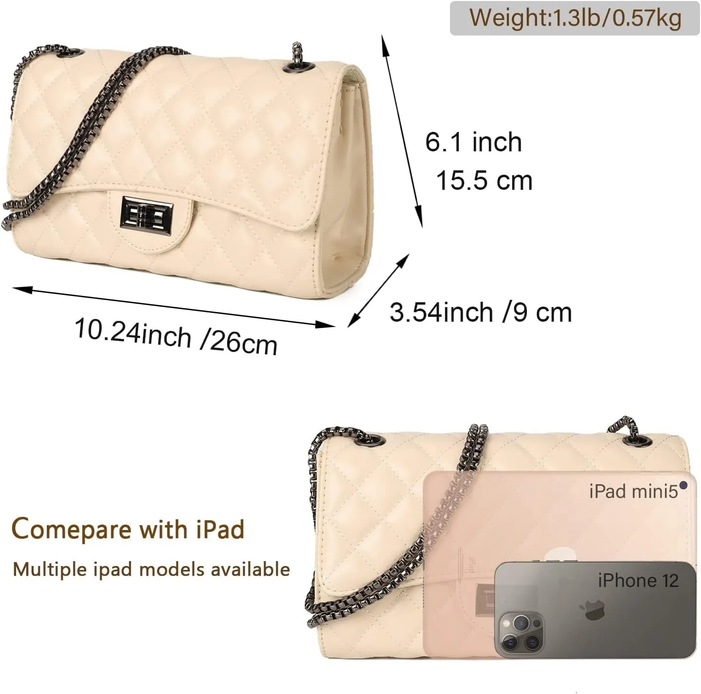 Gladdon Quilted Crossbody Purse for Women Trendy Ladies Shoulder Bag with Chain Designer Purses
