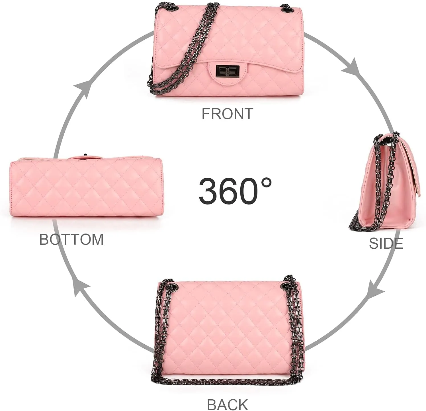 Gladdon Quilted Crossbody Purse for Women Trendy Ladies Shoulder Bag with Chain Designer Purses
