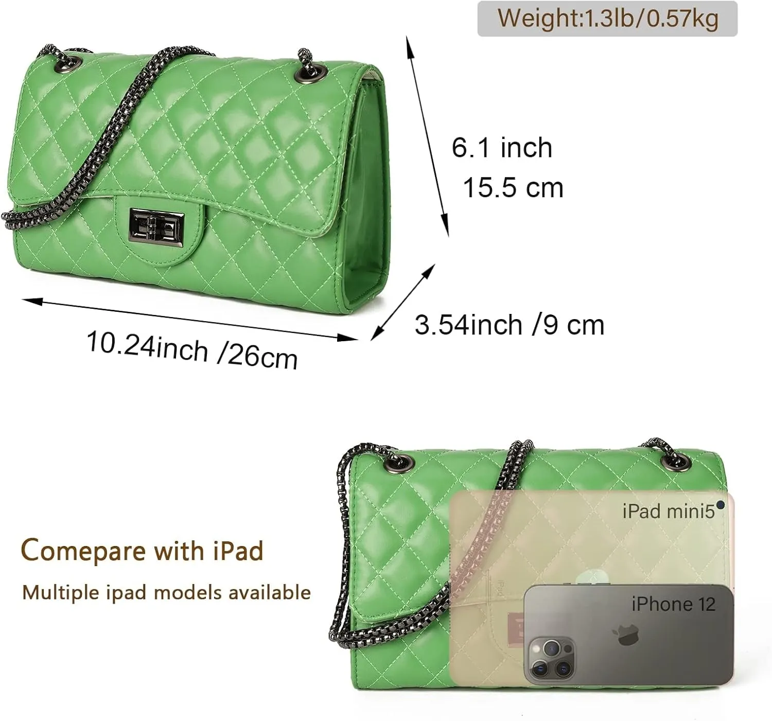 Gladdon Quilted Crossbody Purse for Women Trendy Ladies Shoulder Bag with Chain Designer Purses
