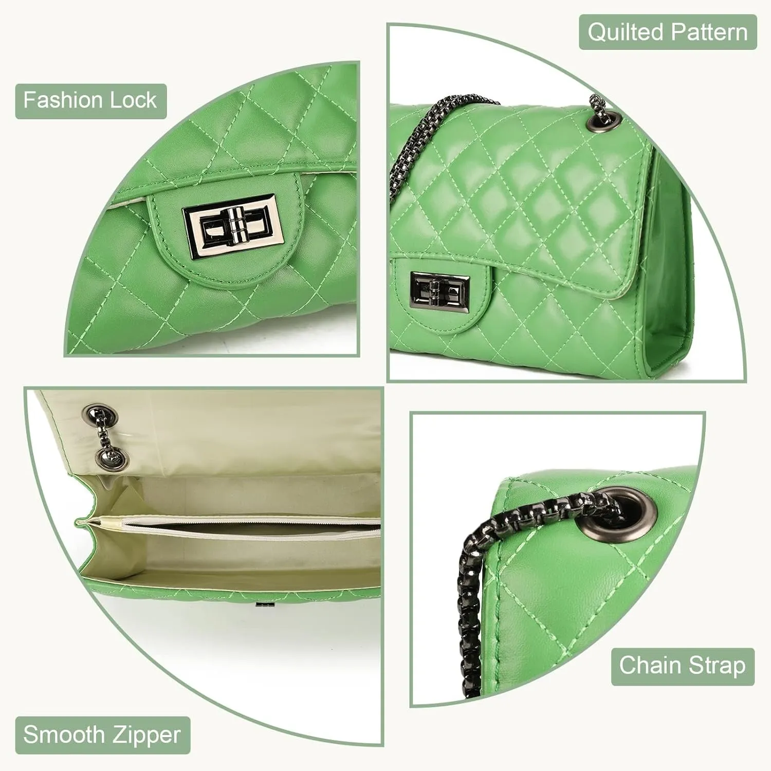 Gladdon Quilted Crossbody Purse for Women Trendy Ladies Shoulder Bag with Chain Designer Purses