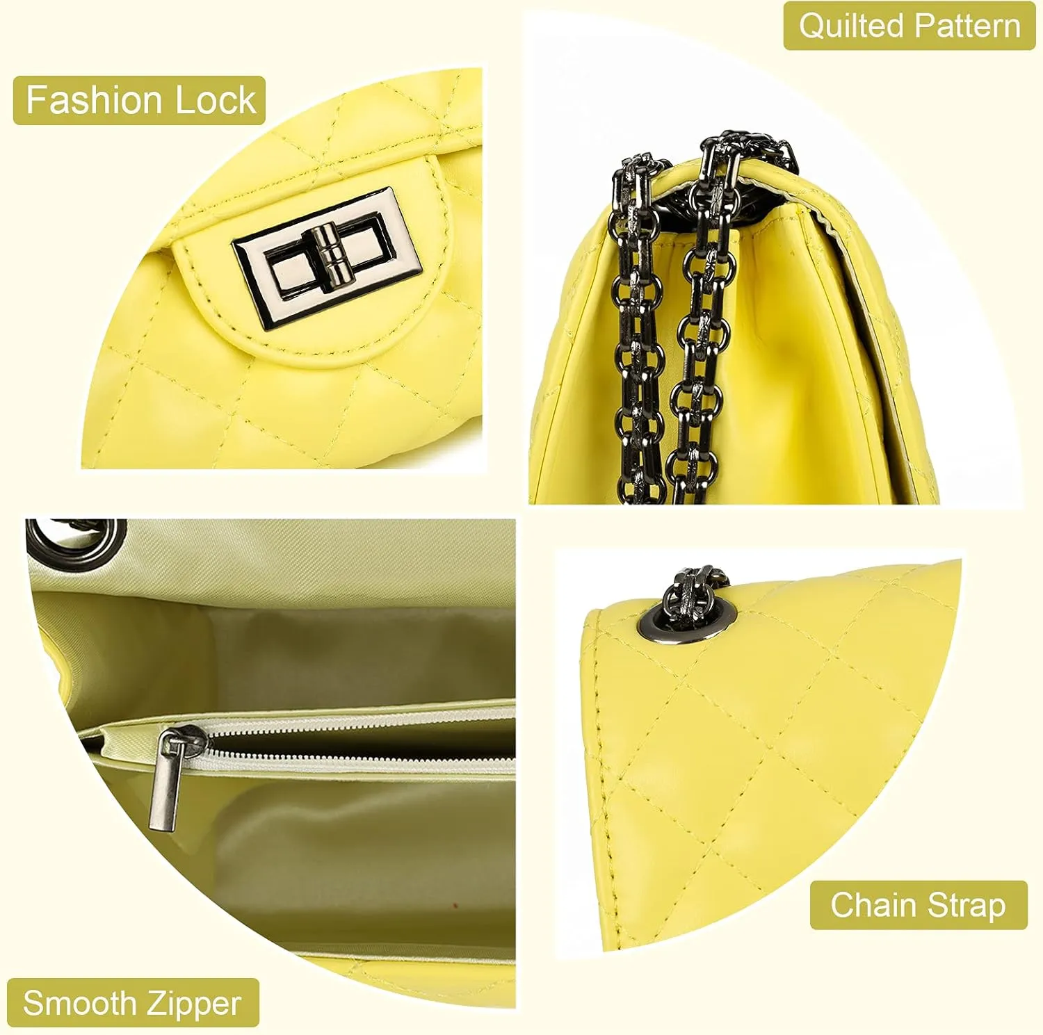 Gladdon Quilted Crossbody Purse for Women Trendy Ladies Shoulder Bag with Chain Designer Purses