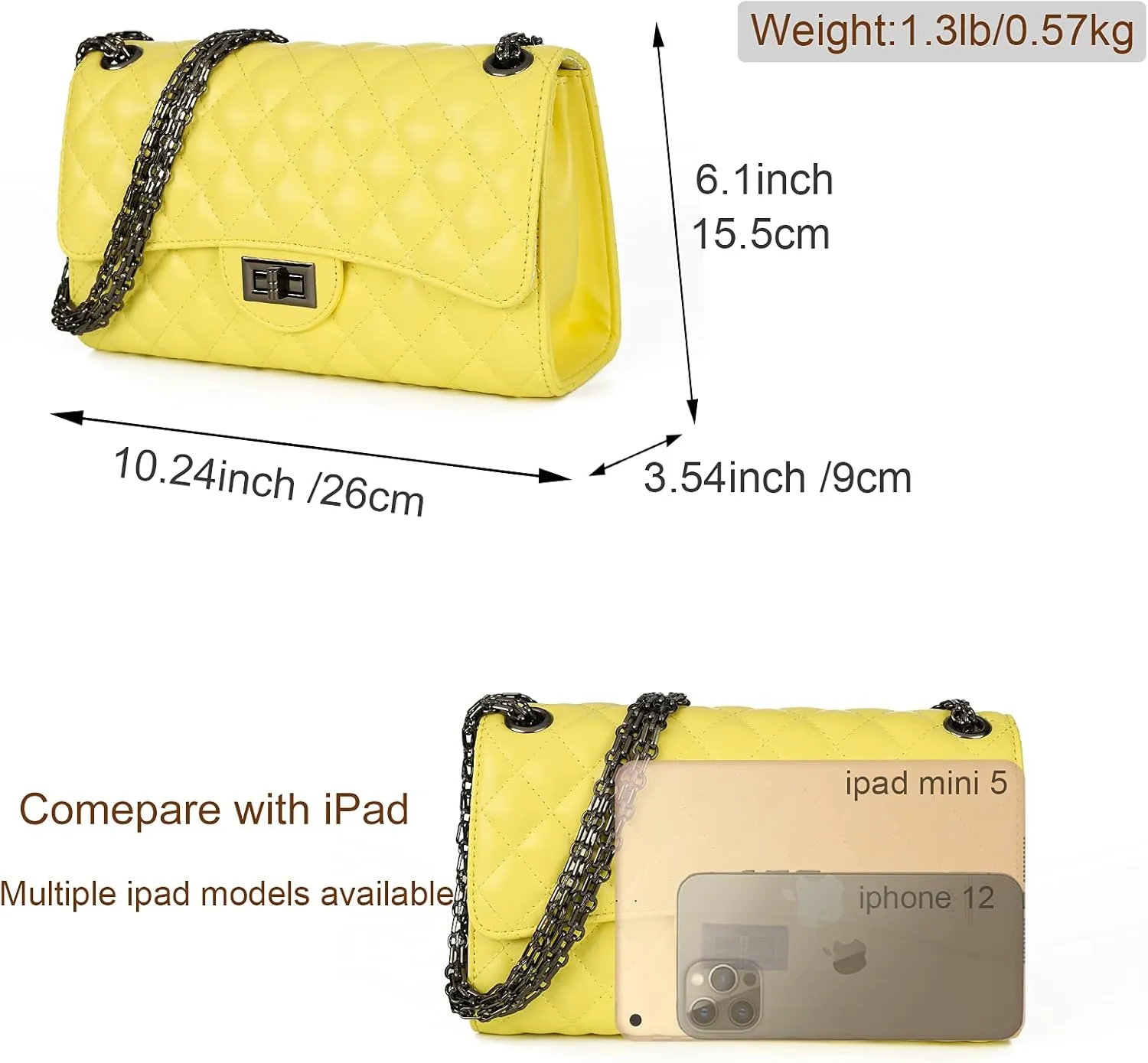 Gladdon Quilted Crossbody Purse for Women Trendy Ladies Shoulder Bag with Chain Designer Purses