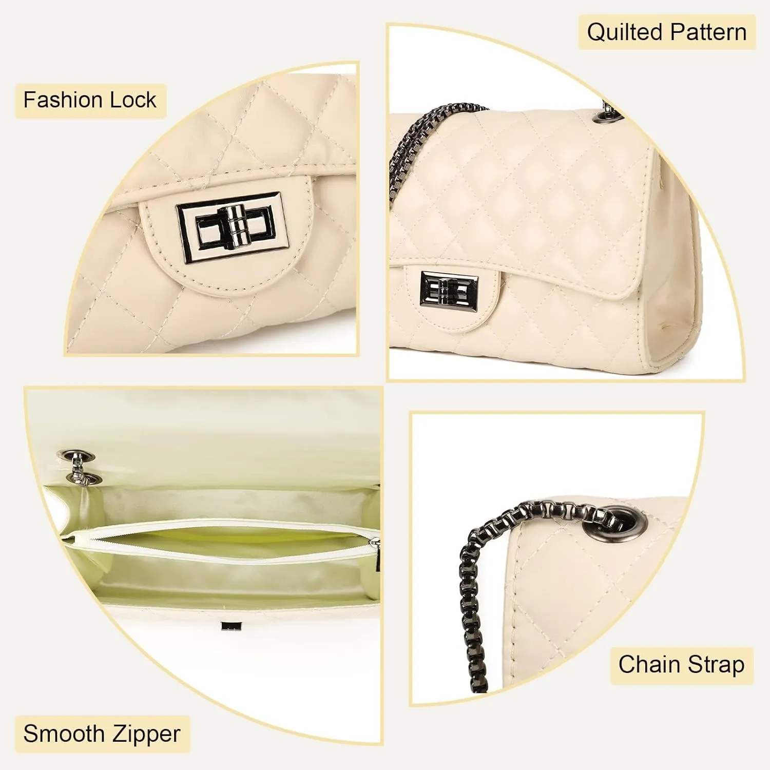 Gladdon Quilted Crossbody Purse for Women Trendy Ladies Shoulder Bag with Chain Designer Purses
