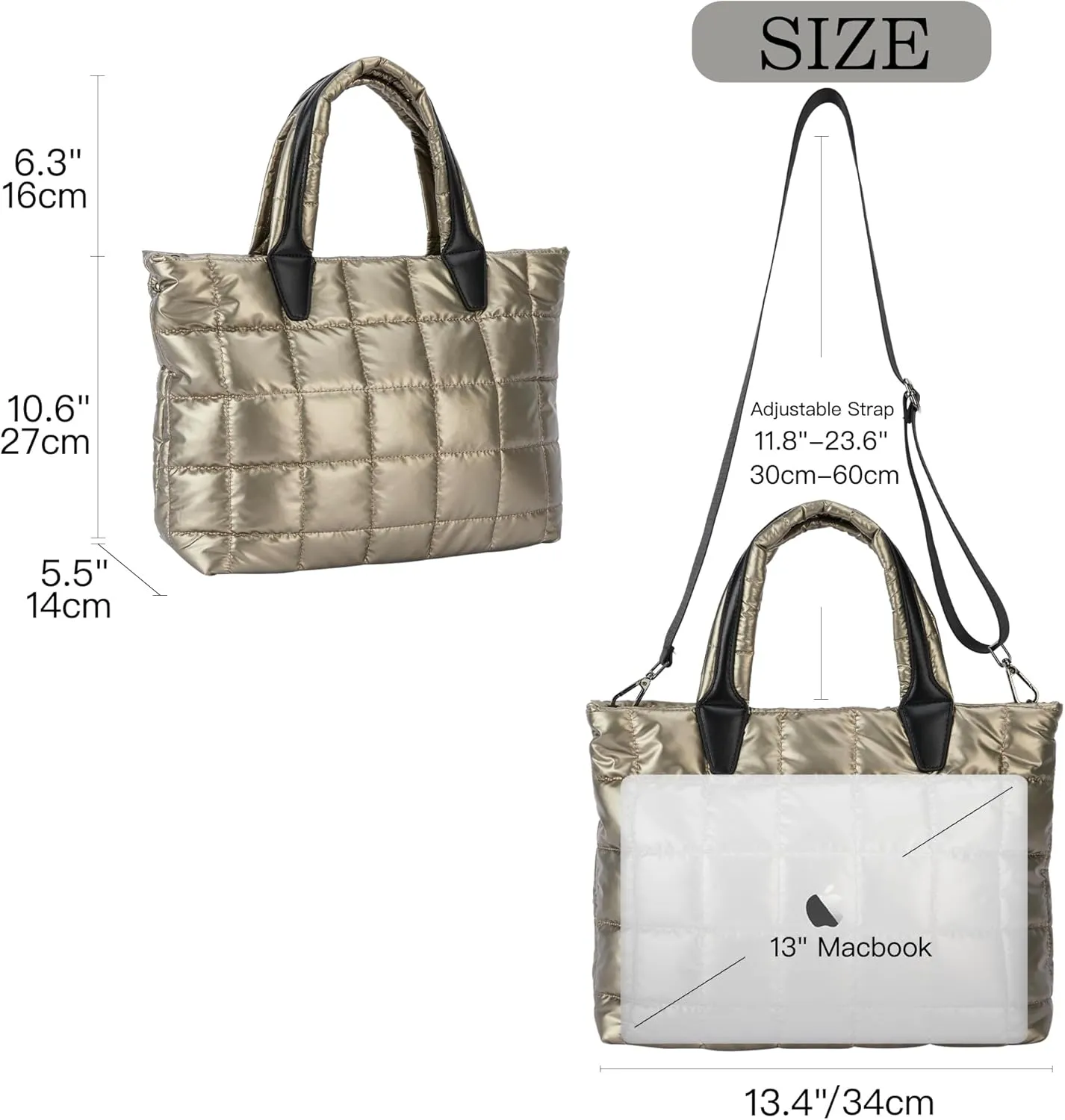 GLOD JORLEE Stylish Puffer Tote Bag for Women-Soft and Waterproof Tote Handbag for Daily Leisure,Shopping,Travel