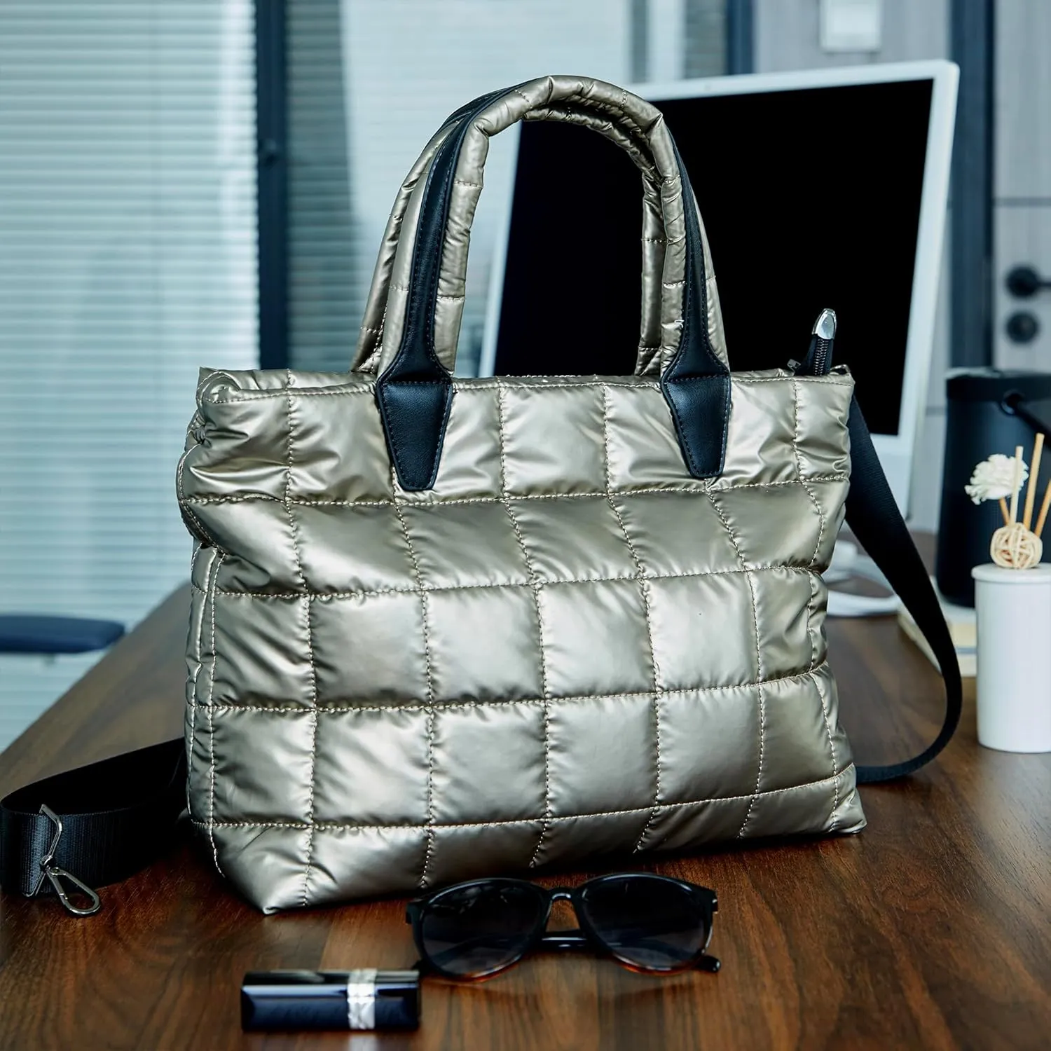 GLOD JORLEE Stylish Puffer Tote Bag for Women-Soft and Waterproof Tote Handbag for Daily Leisure,Shopping,Travel