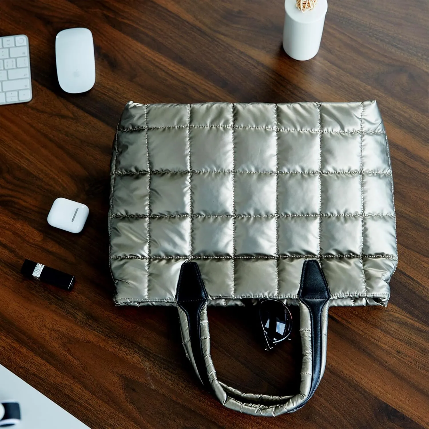 GLOD JORLEE Stylish Puffer Tote Bag for Women-Soft and Waterproof Tote Handbag for Daily Leisure,Shopping,Travel