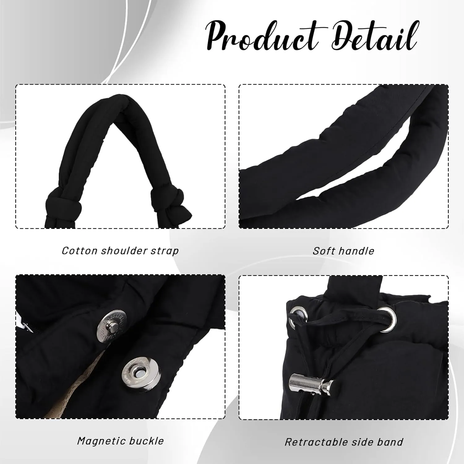GOKTOW Large Puffer Tote Bag for Women,Quilted Purse Soft Trendy Lightweight Backpack Shoulder Hobo Bag with Drawstring