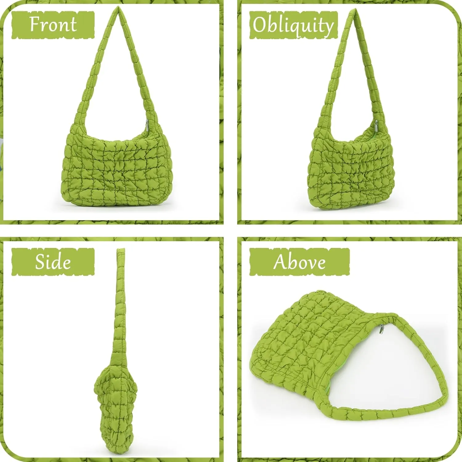 GOKTOW Puffer Quilted Carryall Bag,Quilted Shoulder Bag,Puffy Tote Bag Purse,Large Nylon Hobo Handbag