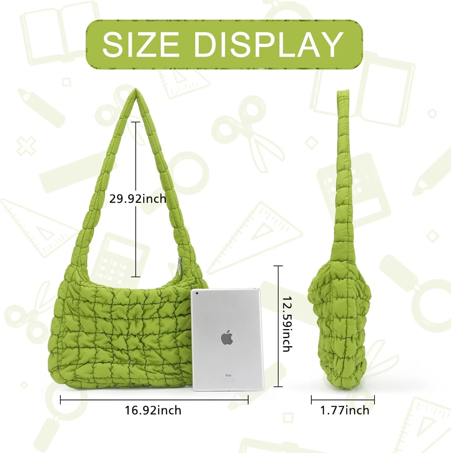 GOKTOW Puffer Quilted Carryall Bag,Quilted Shoulder Bag,Puffy Tote Bag Purse,Large Nylon Hobo Handbag