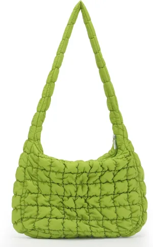 GOKTOW Puffer Quilted Carryall Bag,Quilted Shoulder Bag,Puffy Tote Bag Purse,Large Nylon Hobo Handbag