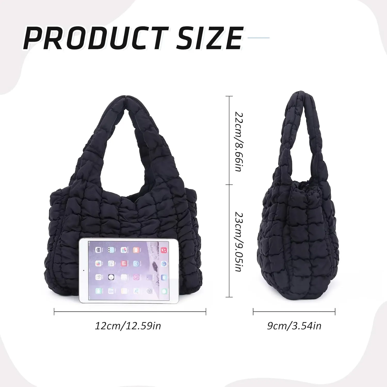 GOKTOW Puffer Quilted Tote Bag for Women, Puffer Handbag Shoulder Bag Trendy Design Crossbody Bags with Adjustable Strap
