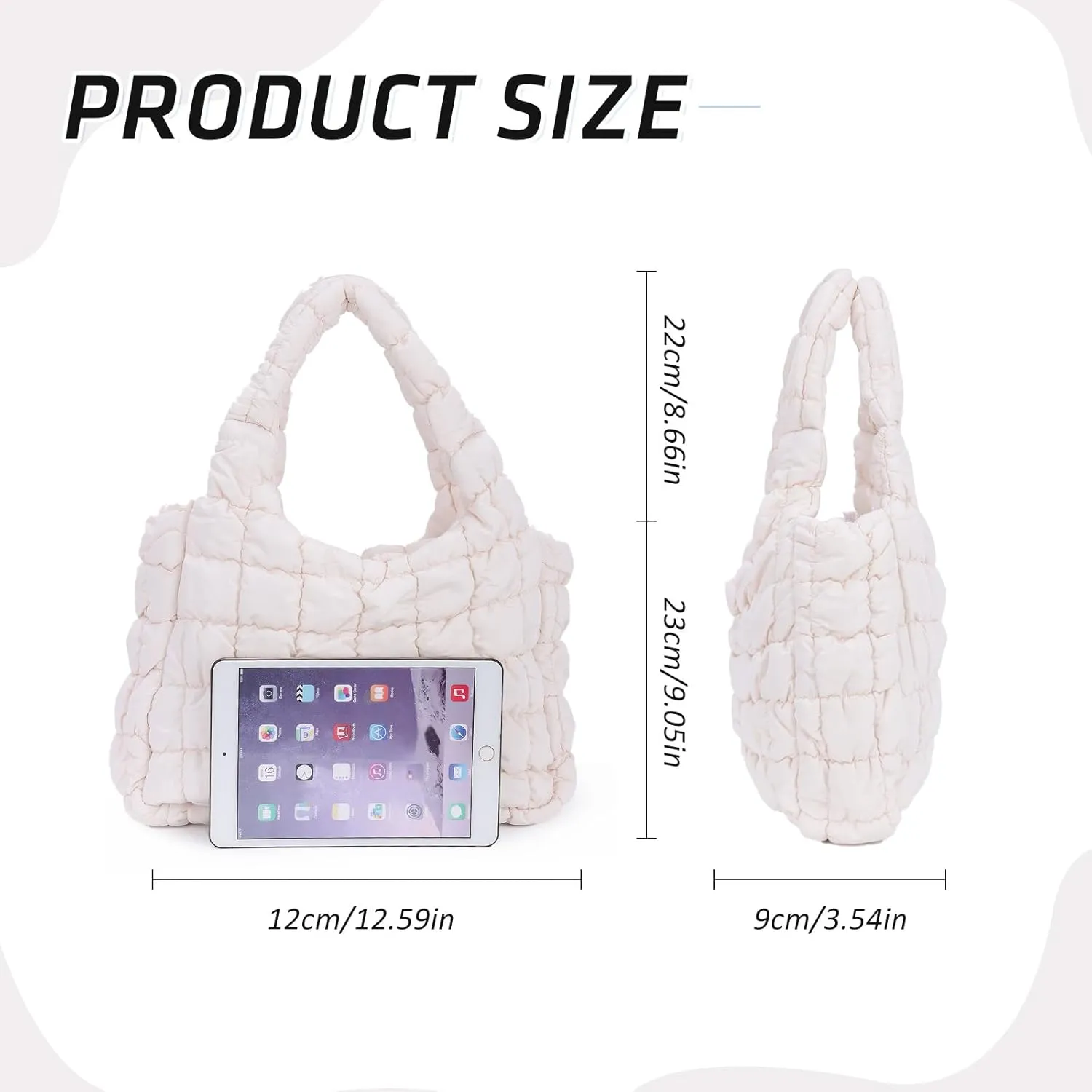 GOKTOW Puffer Quilted Tote Bag for Women, Puffer Handbag Shoulder Bag Trendy Design Crossbody Bags with Adjustable Strap