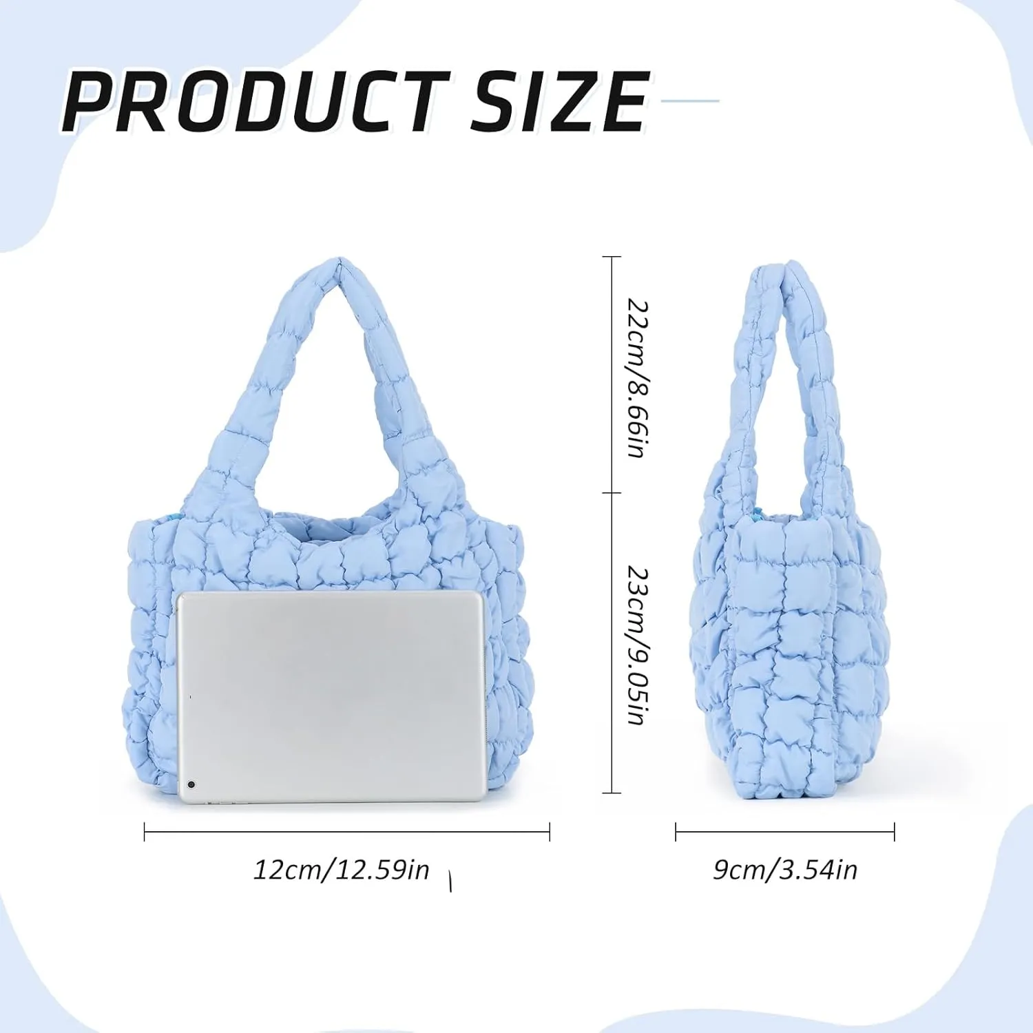 GOKTOW Puffer Quilted Tote Bag for Women, Puffer Handbag Shoulder Bag Trendy Design Crossbody Bags with Adjustable Strap