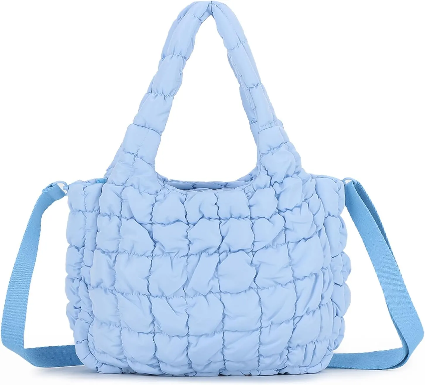 GOKTOW Puffer Quilted Tote Bag for Women, Puffer Handbag Shoulder Bag Trendy Design Crossbody Bags with Adjustable Strap