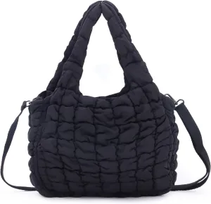 GOKTOW Puffer Quilted Tote Bag for Women, Puffer Handbag Shoulder Bag Trendy Design Crossbody Bags with Adjustable Strap