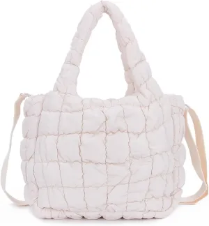 GOKTOW Puffer Quilted Tote Bag for Women, Puffer Handbag Shoulder Bag Trendy Design Crossbody Bags with Adjustable Strap