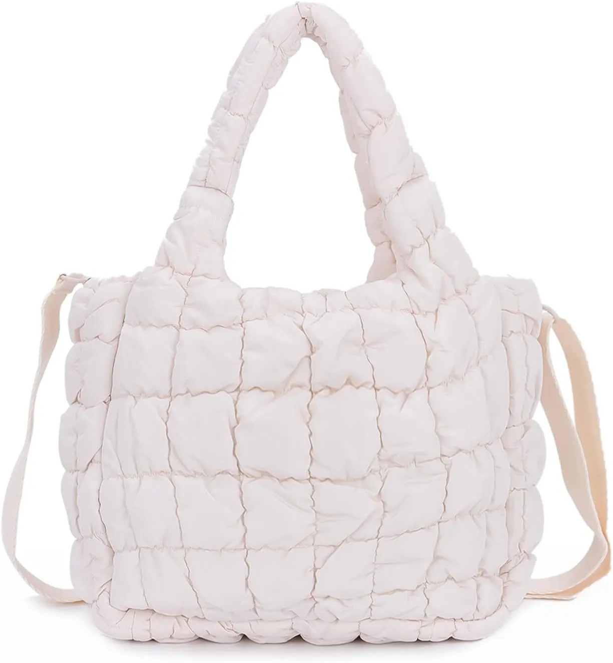 GOKTOW Puffer Quilted Tote Bag for Women, Puffer Handbag Shoulder Bag Trendy Design Crossbody Bags with Adjustable Strap