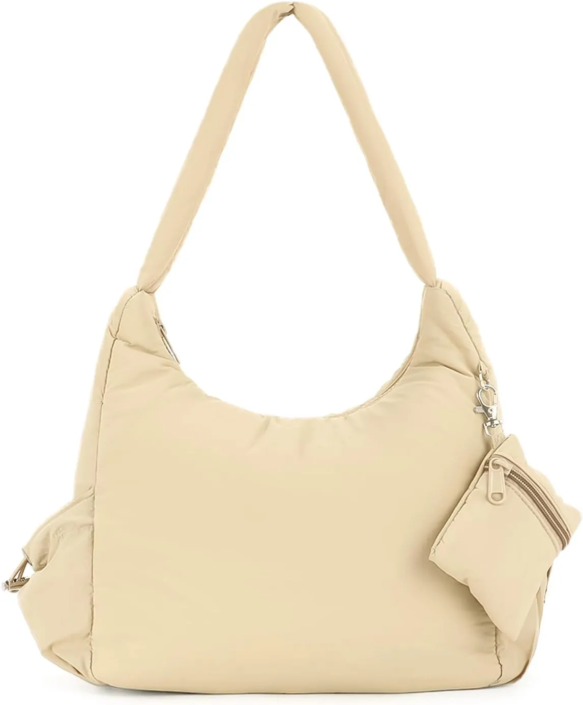 GOKTOW Quilted Puffer Tote Bag for Women,Crescent Nylon Hobo Crossbody Shoulder Bags for Gym Work Travel Trendy Handbags