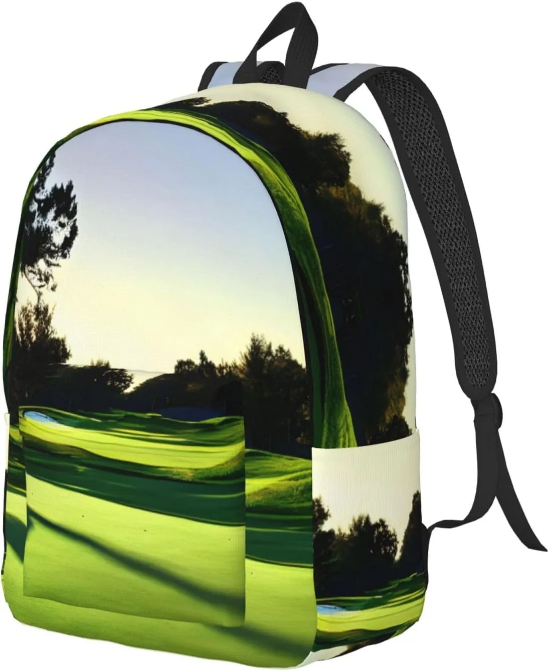 Golf Course Print Laptop Backpack For Women Travel Canvas Bookbag For Men Outdoor Fashion Casual Daypack