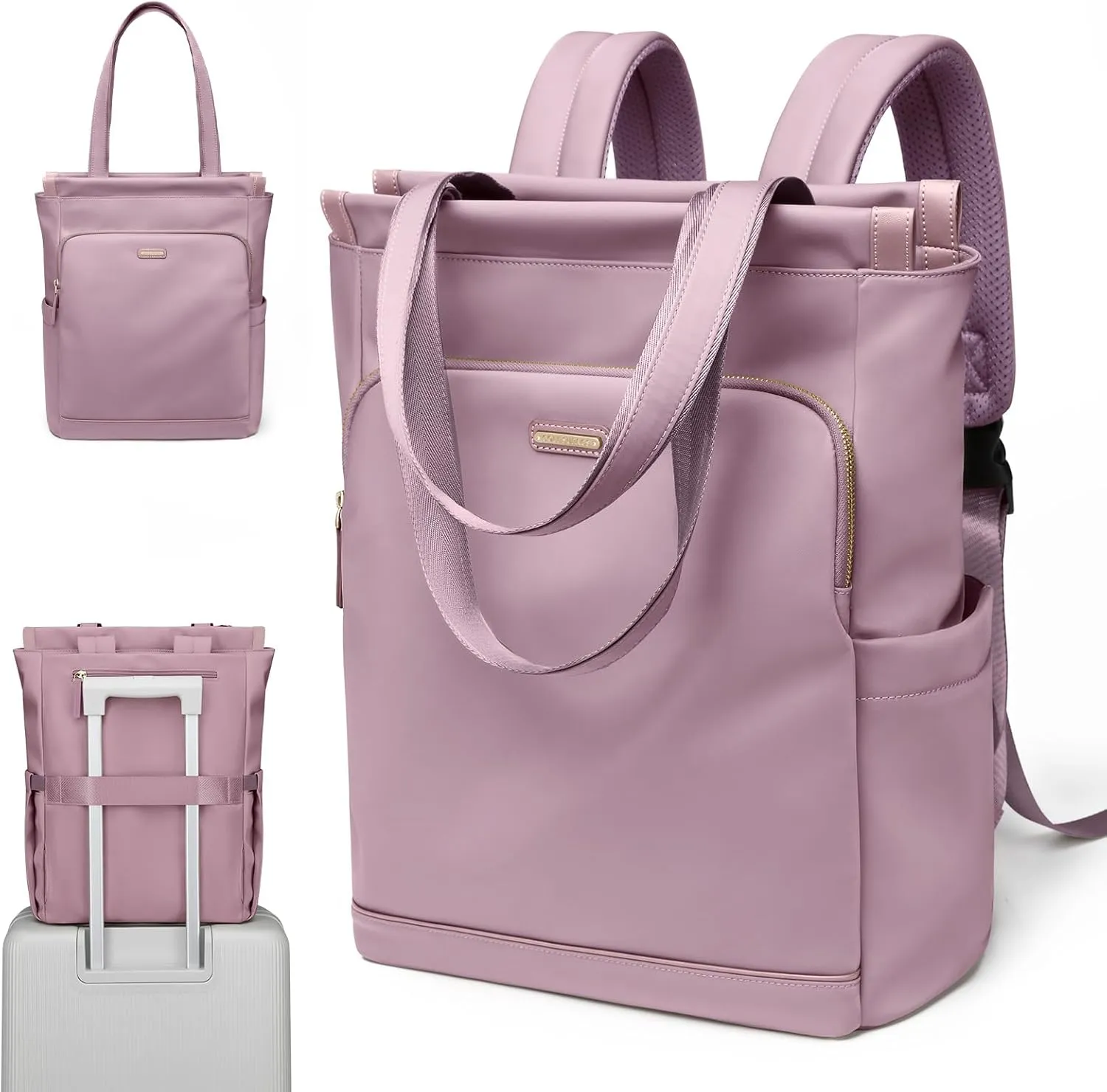 GOLF SUPAGS Convertible Laptop Backpack for Women Casual Daypack Notebook Tote Bag for Work College Travel Leisure (Pinkish Purple)