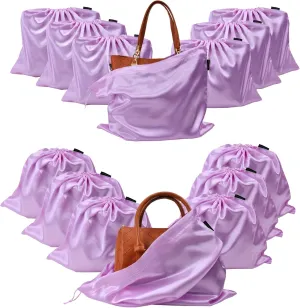 GONGKANGYUAN 12 Pcs Dust Bags for Purses and Handbags Satin Purse Storage Organizer With Drawstring Closure Handbag Protector (Violets)