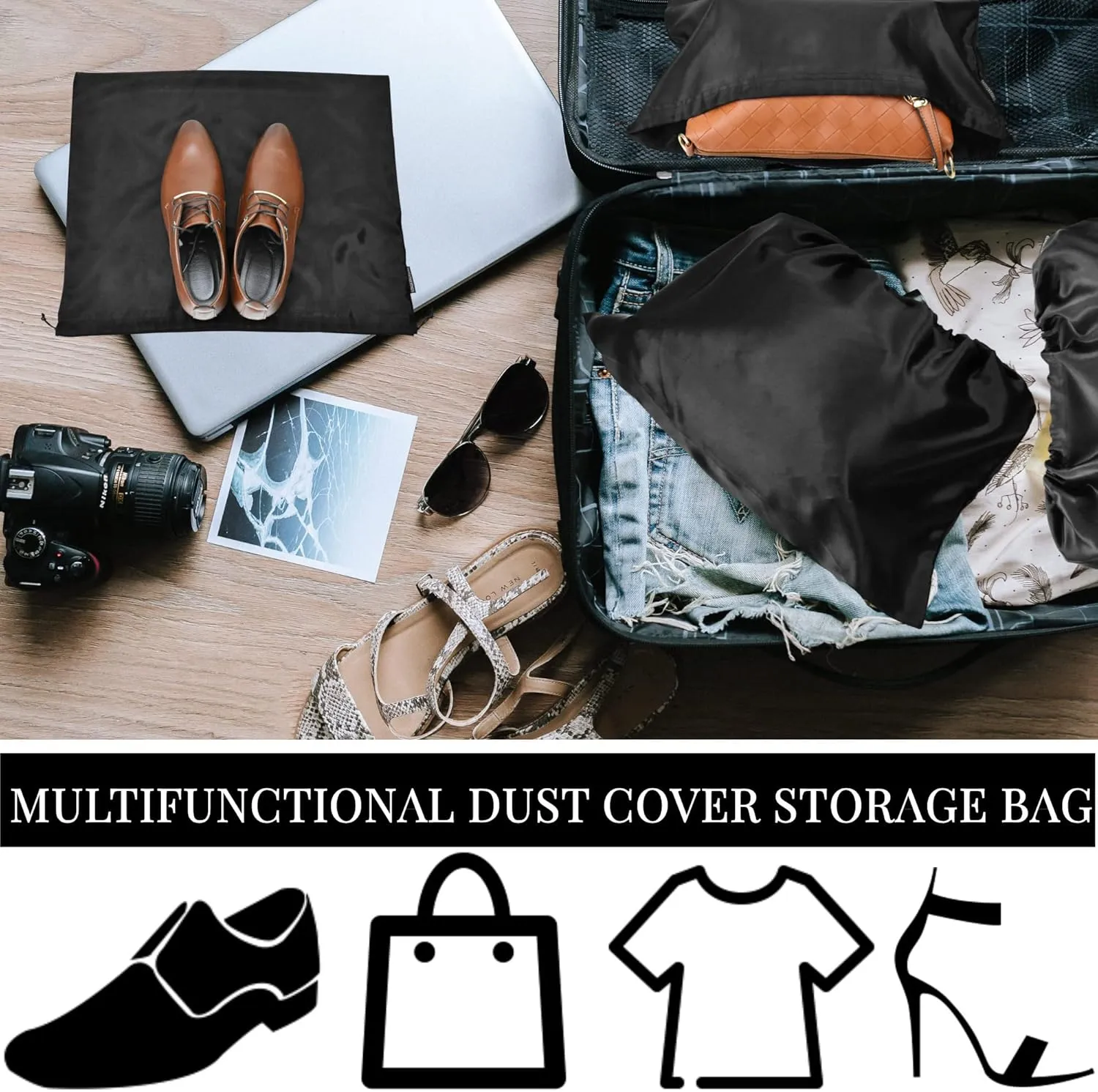 GONGKANGYUAN 30 Pack Dust Bags for Handbags Travel Storage Pouch, Silk Handbag Dust Cover Bags for Purses Pocketbooks Shoes Boots