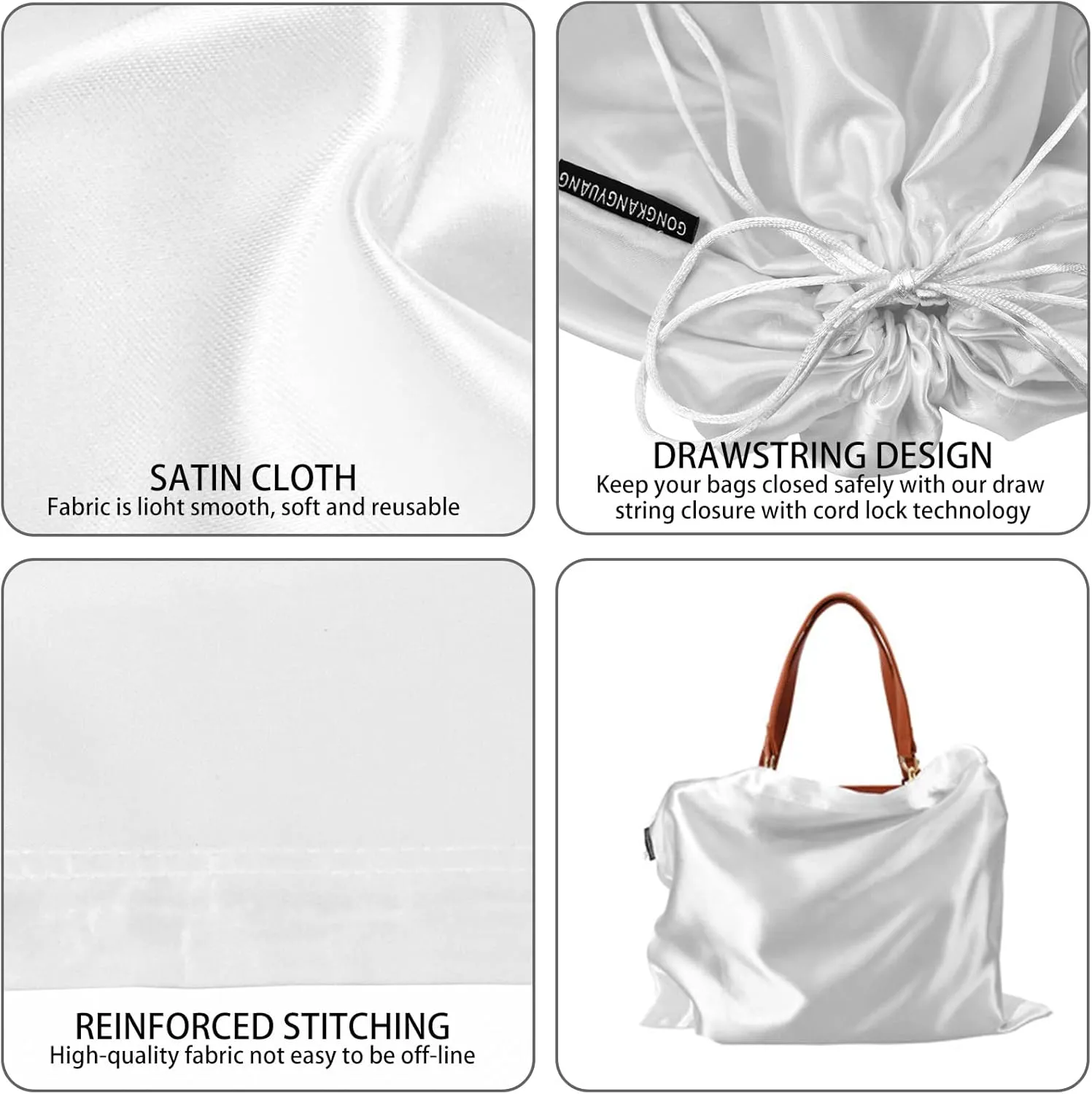 GONGKANGYUAN 30 Pack Dust Bags for Handbags Travel Storage Pouch, Silk Handbag Dust Cover Bags for Purses Pocketbooks Shoes Boots