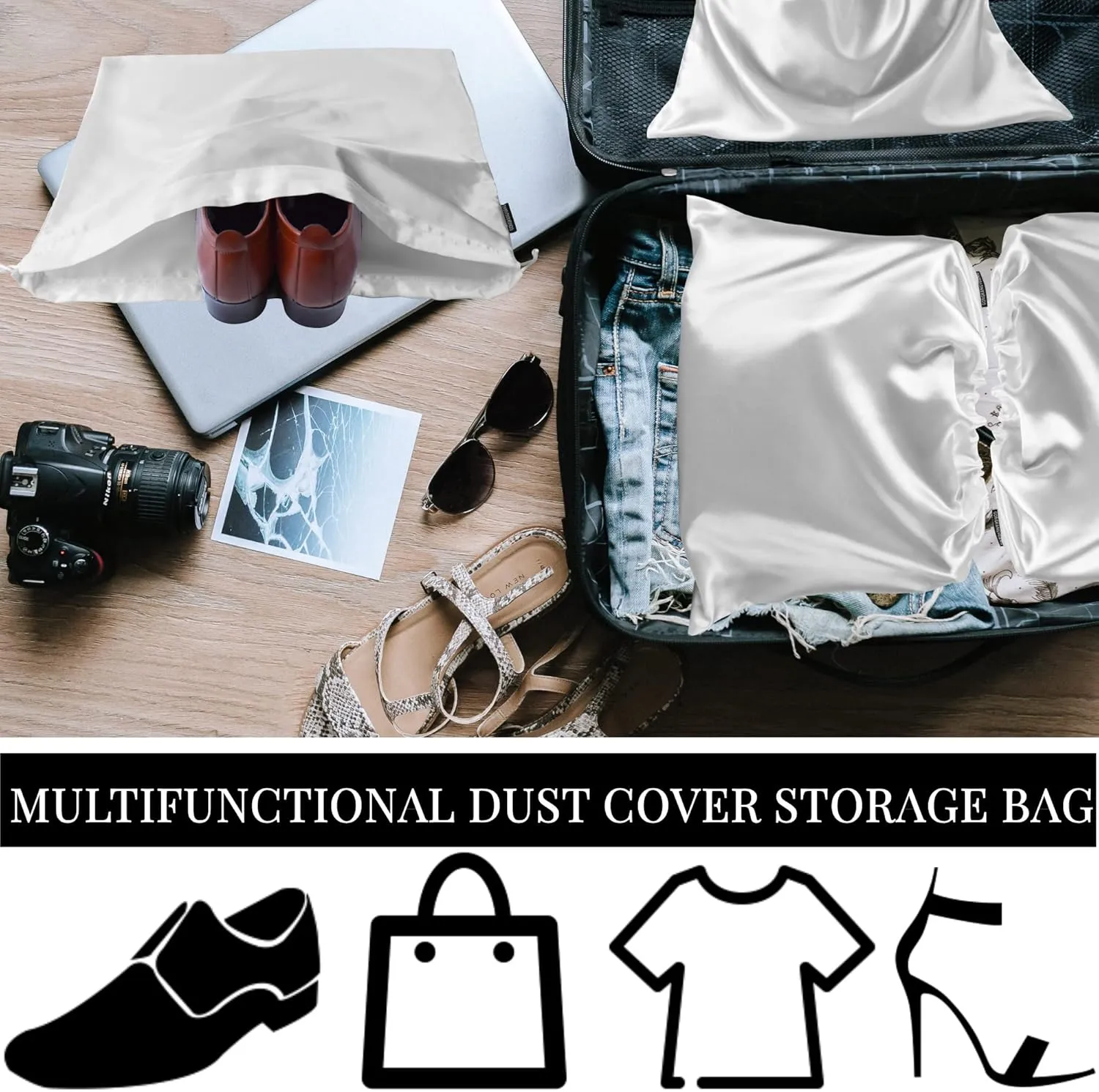 GONGKANGYUAN 30 Pack Dust Bags for Handbags Travel Storage Pouch, Silk Handbag Dust Cover Bags for Purses Pocketbooks Shoes Boots