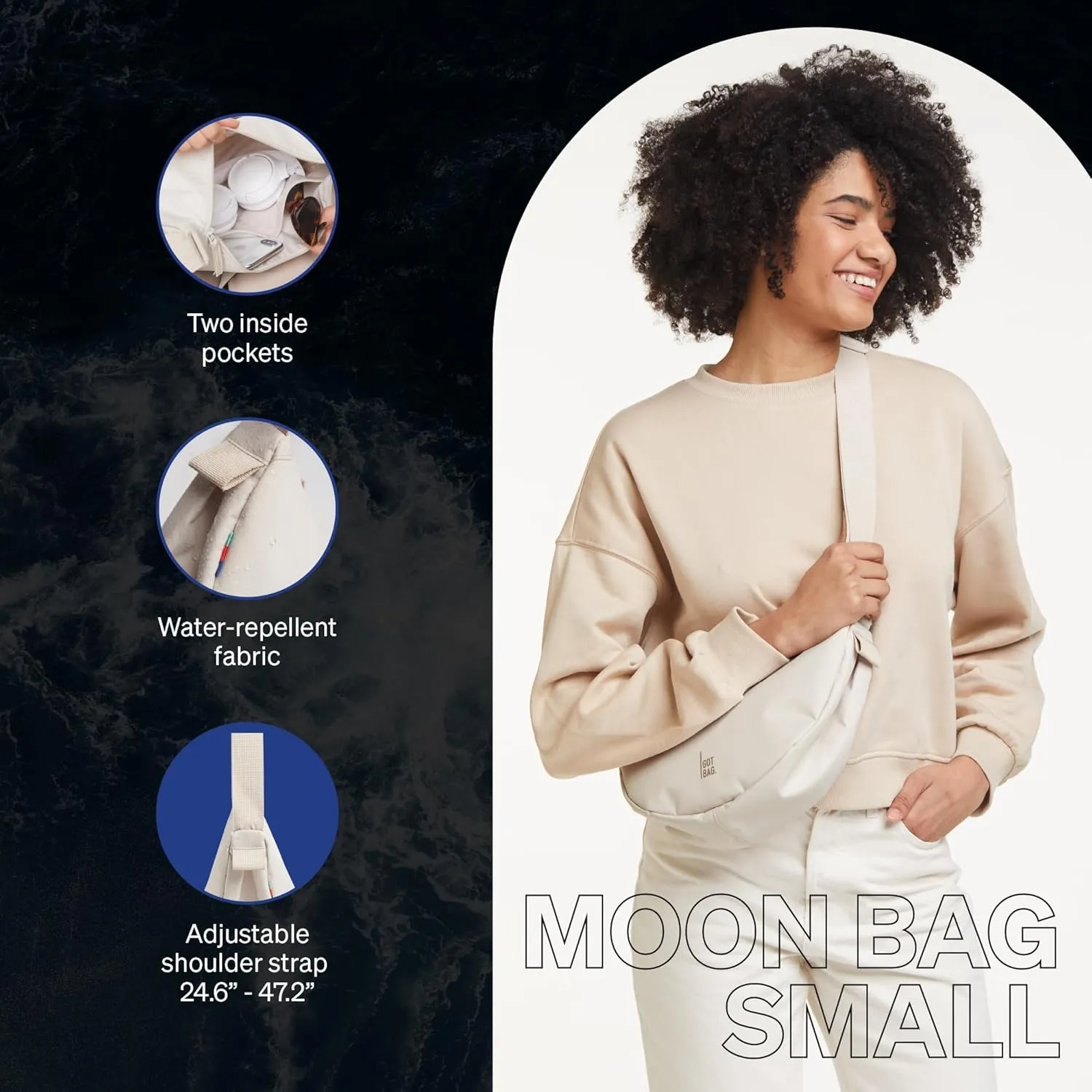 GOT BAG - Moon Bag with Adjustable Strap, Eco-Conscious Bag Made of Recycled Ocean Impact Plastic
