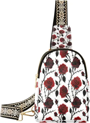 Goth Red Black Halloween Thorn Rose fanny pack men anti-theft crossbody fanny packs for for hiking