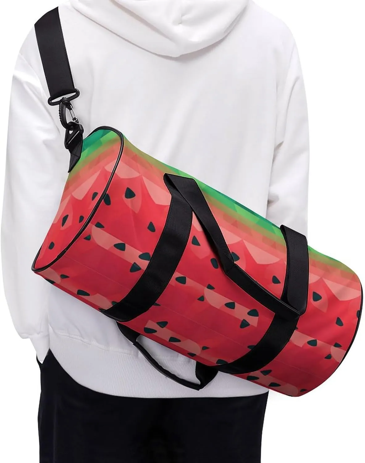Gradient Watermelon Gym Bag Small Travel Duffle Bag with Compartment Carry On Weekender Bag for Women Men