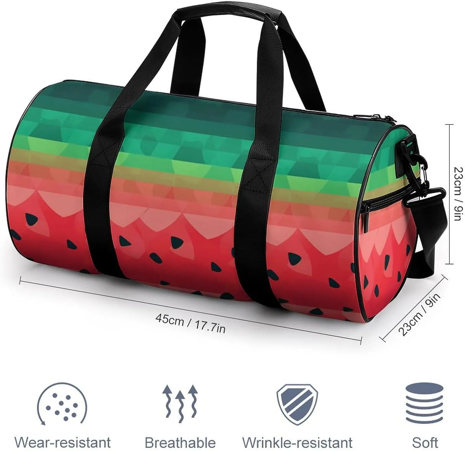Gradient Watermelon Gym Bag Small Travel Duffle Bag with Compartment Carry On Weekender Bag for Women Men