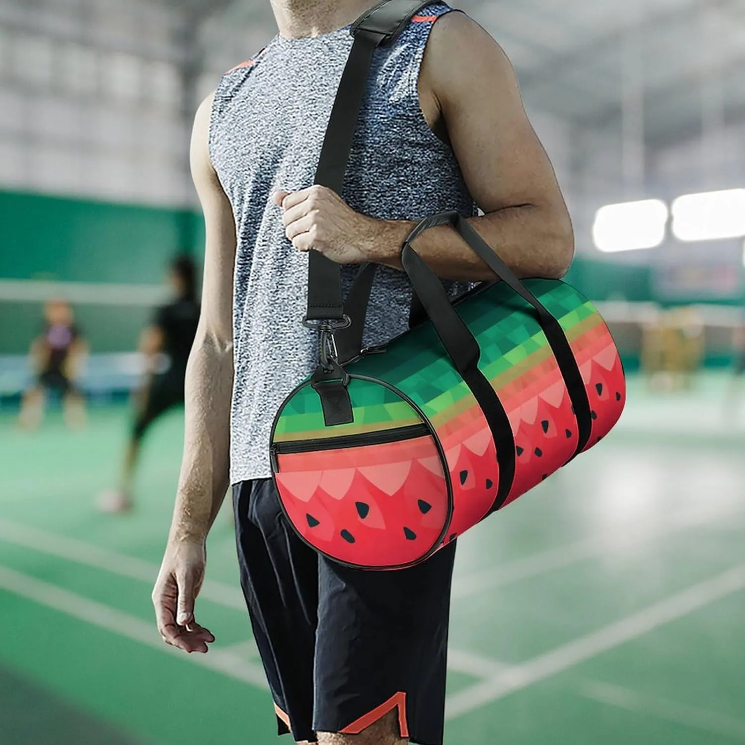 Gradient Watermelon Gym Bag Small Travel Duffle Bag with Compartment Carry On Weekender Bag for Women Men