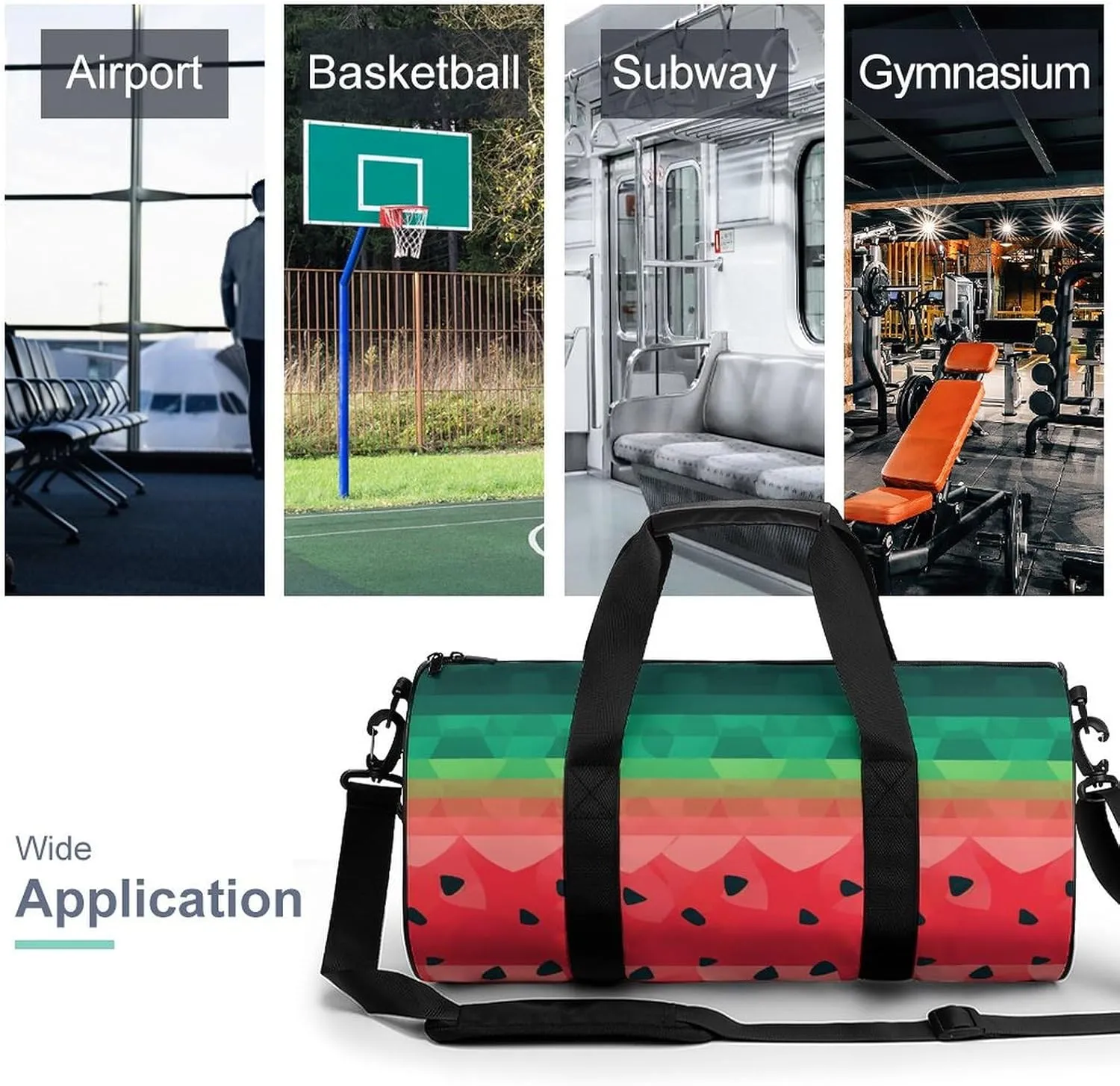 Gradient Watermelon Gym Bag Small Travel Duffle Bag with Compartment Carry On Weekender Bag for Women Men