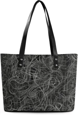 Gray Leather Bag Purse Handbag for Women Top Handle Satchel Shoulder with Zipper Tote Bags Large