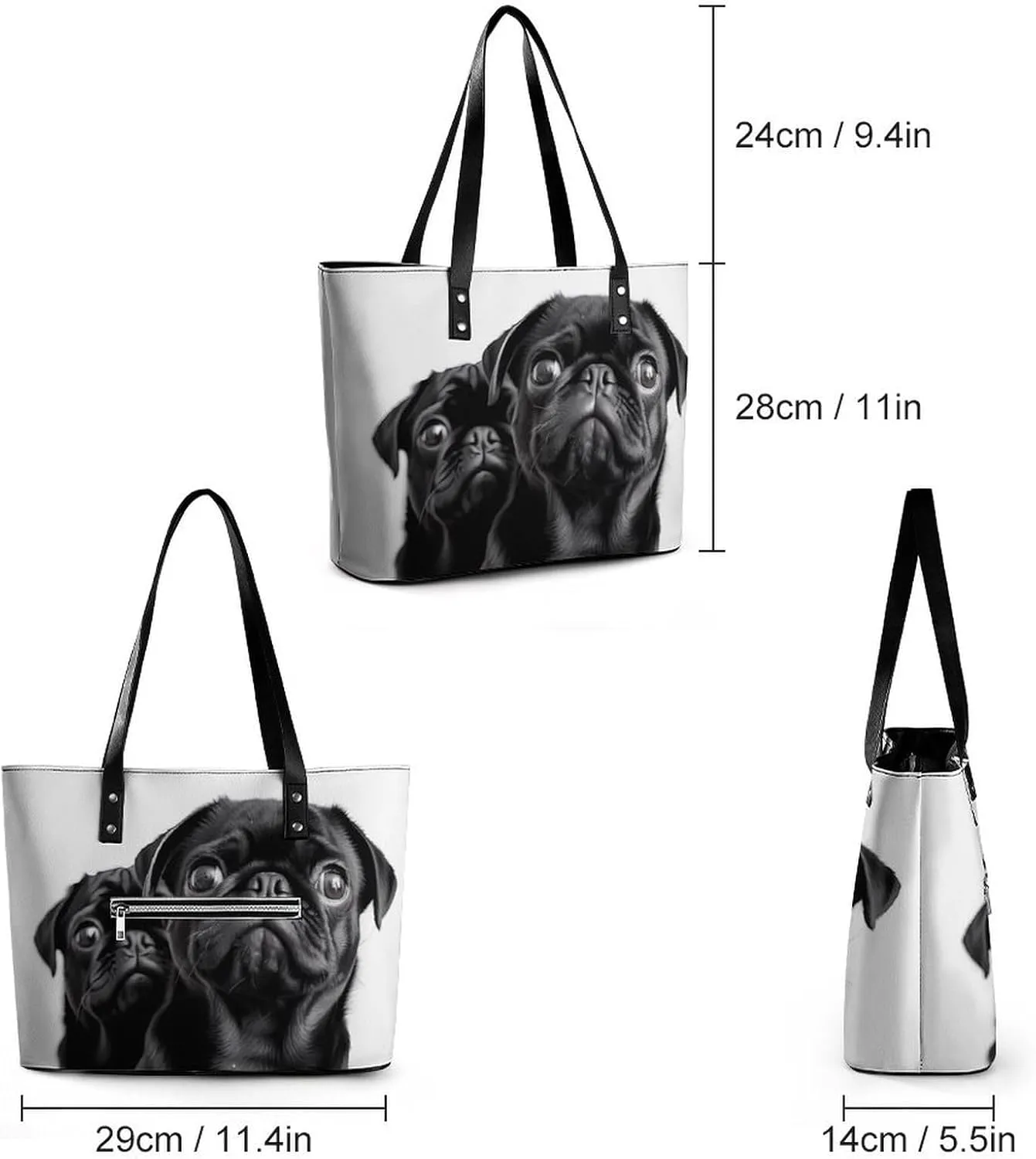 Gray Leather Bag Purse Handbag for Women Top Handle Satchel Shoulder with Zipper Tote Bags Large