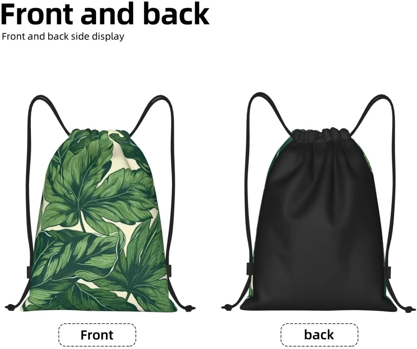 Green Foliage Botanical Drawstring Backpack for Men Women Sports Sackpack Waterproof Gym Sack Draw String Cinch Bags Medium
