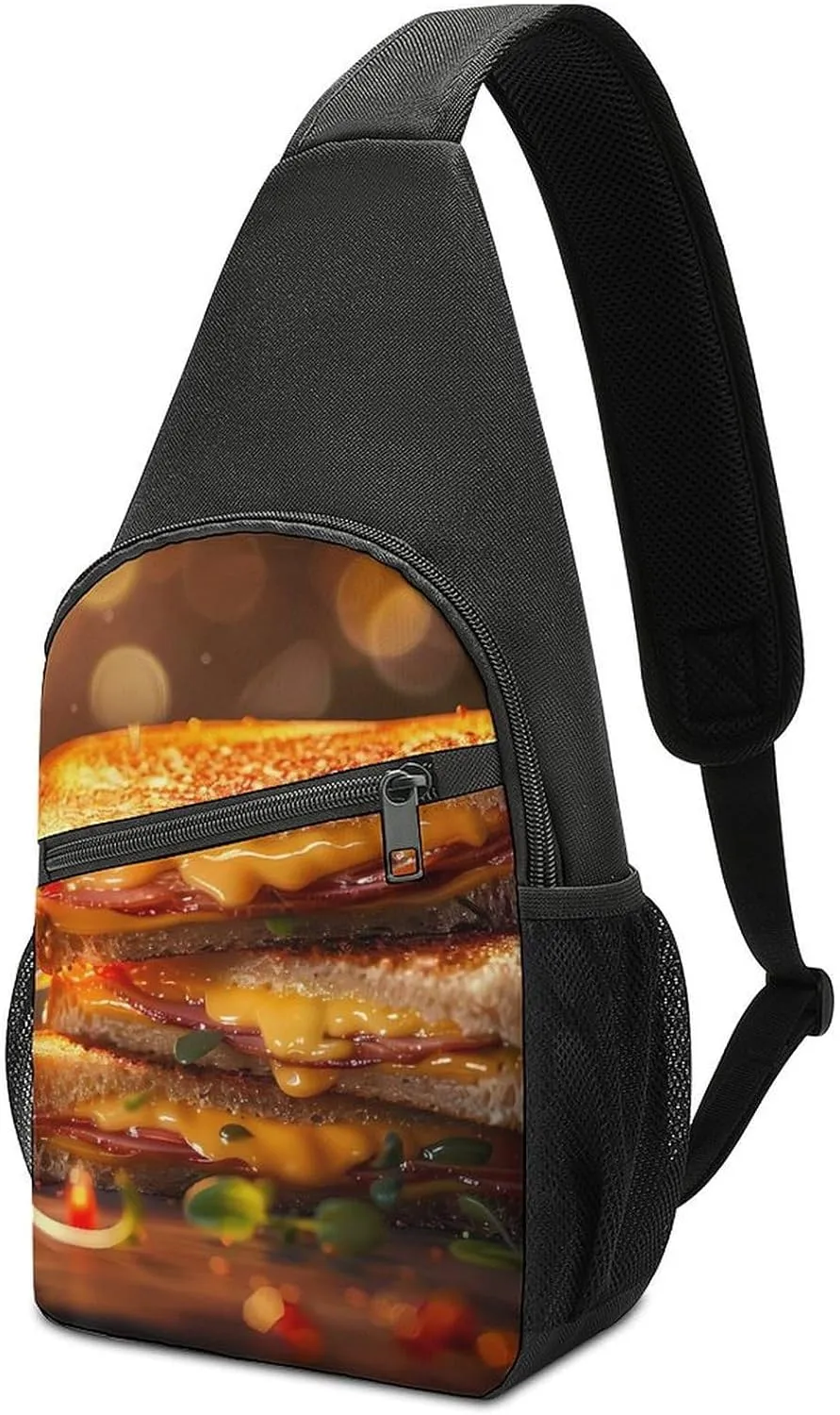 Grilled Cheese Sandwich Crossbody Bags for Women Men Sling Bag Bakpack Shoulder Bag Travel Hiking Daypack