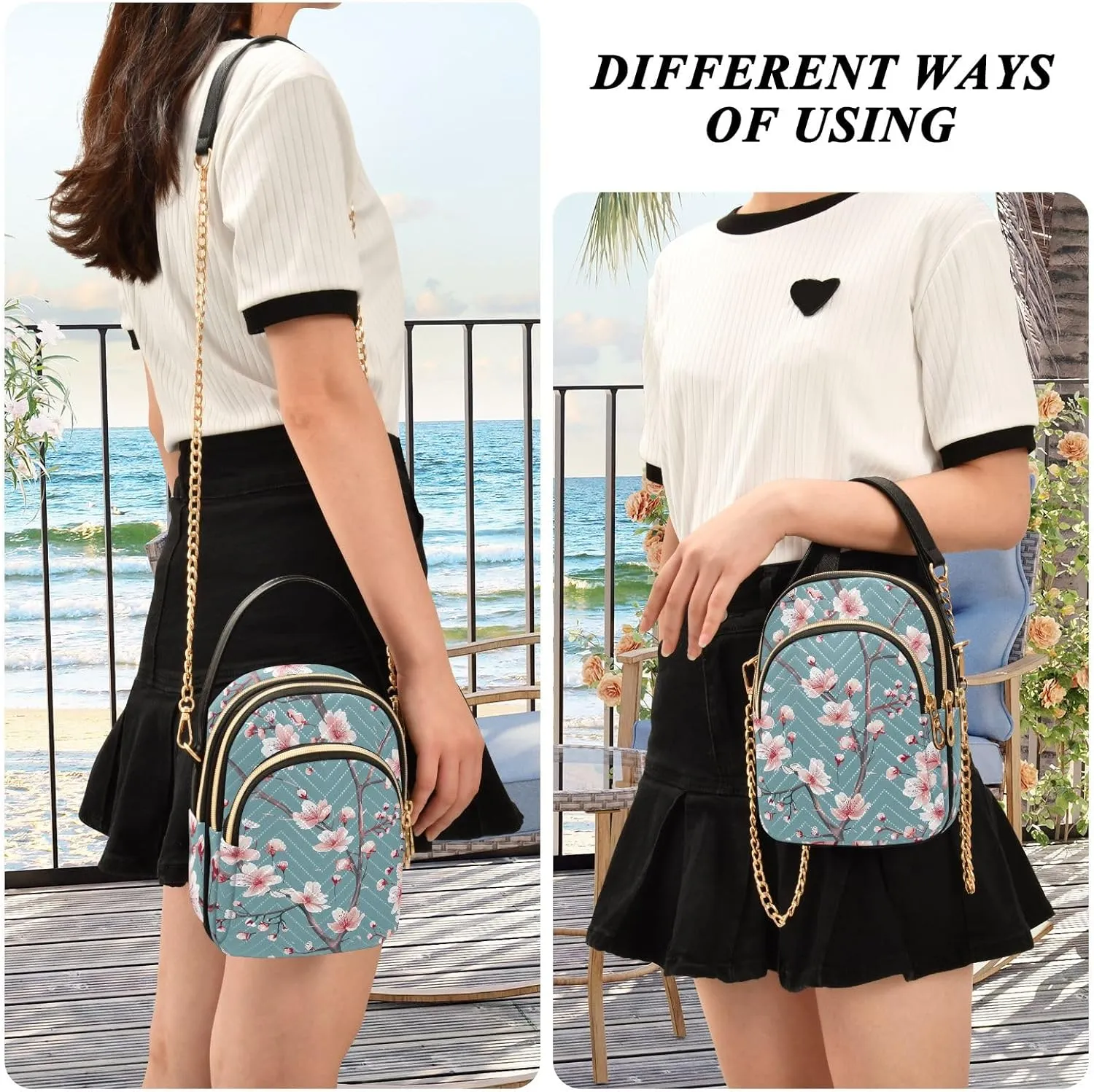 Group of Cute Dogs and Cats Crossbody Bags for Women Small Chain Bags with Leather Handle
