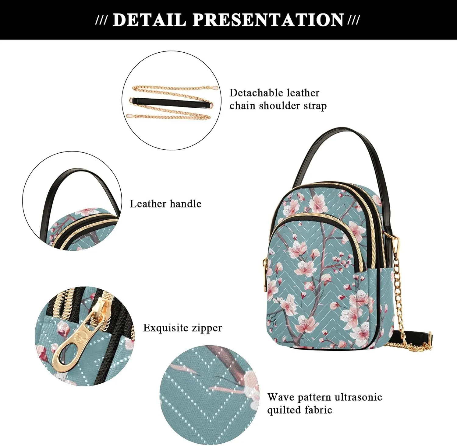 Group of Cute Dogs and Cats Crossbody Bags for Women Small Chain Bags with Leather Handle