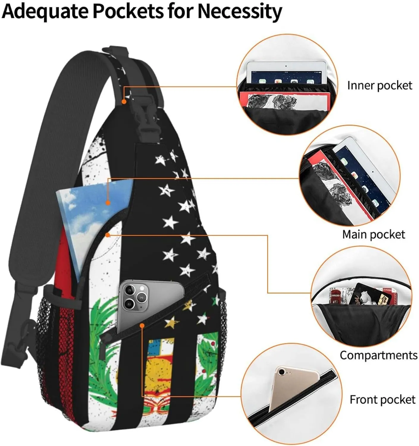Guatemala Guatemalan Flag Sling Bag Adjustable Chest Bags Casual Crossbody Bag Travel Shoulder Backpack
