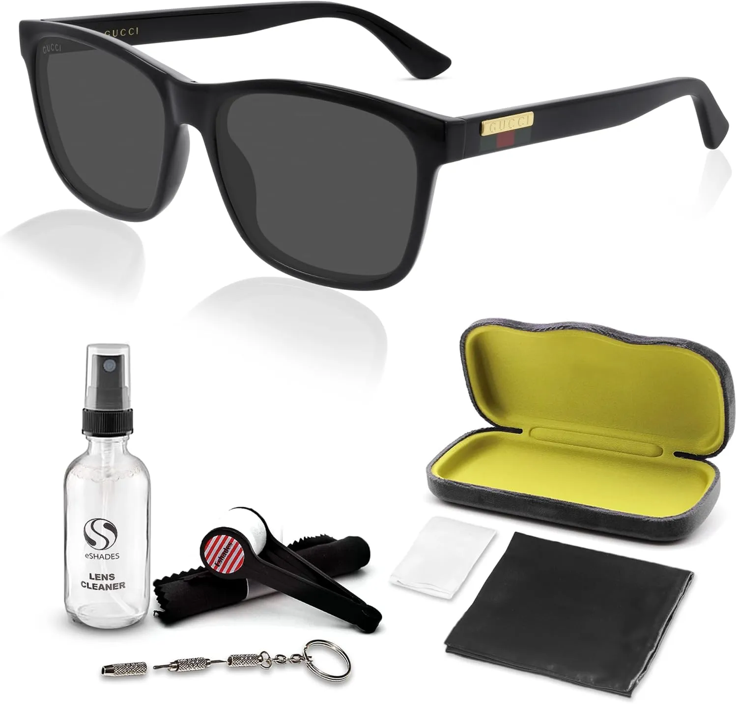 Gucci GG0746S Designer Sunglasses: Elegant Rectangular Frame Eyewear with Premium eSHADES Kit - Epitome of Luxury and Style