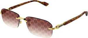 Gucci GG1221S 004 Gold/Red Rectangular Men's Sunglasses